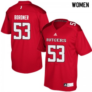 Women's Scarlet Knights #53 Brendan Bordner Red Football Jersey 952733-197