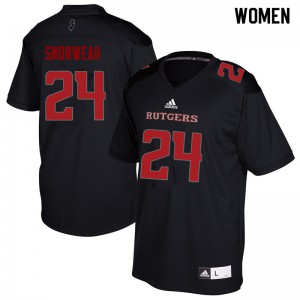 Women Rutgers University #24 Charles Snorweah Black Player Jersey 303749-577