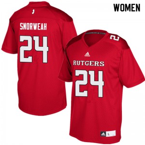 Women's Rutgers Scarlet Knights #24 Charles Snorweah Red College Jersey 822474-324
