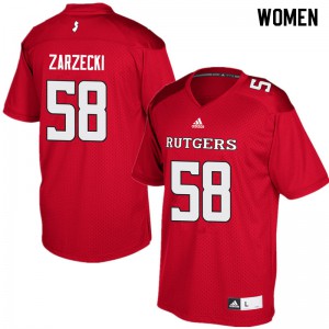 Women Rutgers #58 Charles Zarzecki Red University Jersey 557103-873