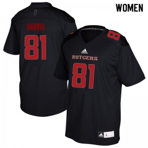 Women Rutgers Scarlet Knights #81 Clark Harris Black Embroidery Jersey 948550-156