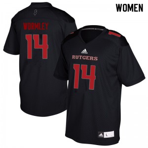 Womens Rutgers Scarlet Knights #14 Everett Wormley Black College Jerseys 743577-267