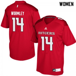 Women Rutgers Scarlet Knights #14 Everett Wormley Red Football Jerseys 283538-939