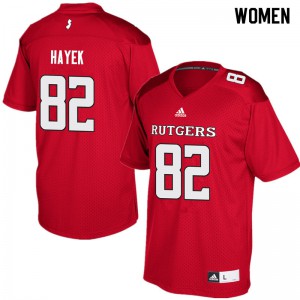 Women's Rutgers University #82 Hunter Hayek Red High School Jersey 642417-229
