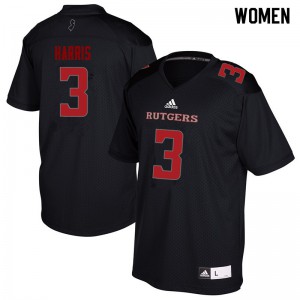 Women Rutgers Scarlet Knights #3 Jawuan Harris Black College Jerseys 403223-293