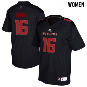 Womens Rutgers University #16 Jelani Garvin Black Football Jersey 342845-467