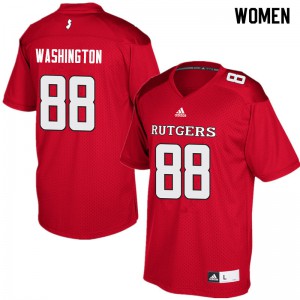 Womens Rutgers University #88 Jerome Washington Red Embroidery Jerseys 830494-201