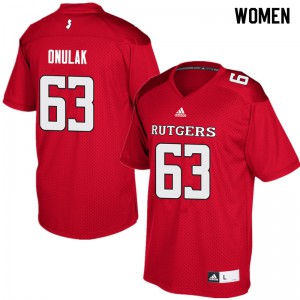 Women's Rutgers University #63 Jim Onulak Red Embroidery Jersey 806235-783