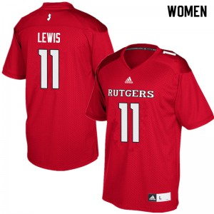 Women's Rutgers #11 Johnathan Lewis Red Player Jersey 598410-865