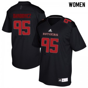 Women's Rutgers #95 Justin Davidovicz Black Official Jerseys 591568-938