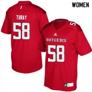 Women's Rutgers University #58 Kemoko Turay Red Embroidery Jerseys 107446-715