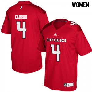 Womens Scarlet Knights #4 Leonte Carroo Red Football Jersey 780326-507