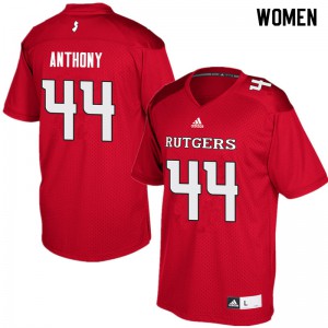 Womens Rutgers University #44 Max Anthony Red Player Jerseys 816320-721