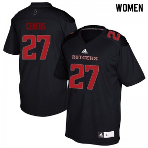 Womens Rutgers #27 McDerby Ceneus Black Player Jerseys 444908-372