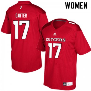 Women Rutgers University #17 McLane Carter Red Embroidery Jerseys 836070-512