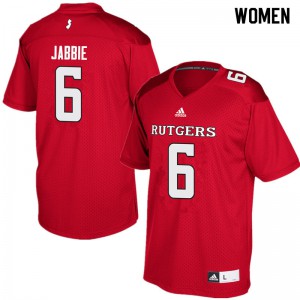 Women Rutgers #6 Mohamed Jabbie Red NCAA Jersey 476333-362