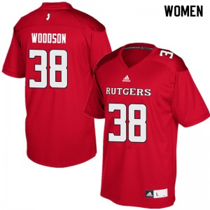 Women Rutgers Scarlet Knights #38 Nyshere Woodson Red University Jerseys 450148-273