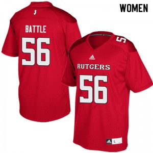 Women's Rutgers #56 Rashawn Battle Red Stitched Jerseys 252941-979