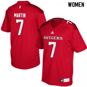 Women Rutgers Scarlet Knights #7 Robert Martin Red Embroidery Jerseys 355600-198