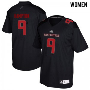 Women Rutgers Scarlet Knights #9 Saquan Hampton Black Embroidery Jerseys 336354-154