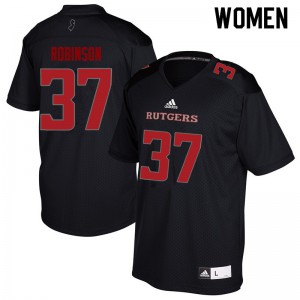Women's Rutgers #37 TJ Robinson Black Stitched Jerseys 771996-169