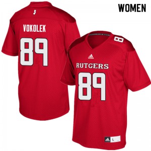 Women Scarlet Knights #89 Travis Vokolek Red Embroidery Jerseys 861946-833