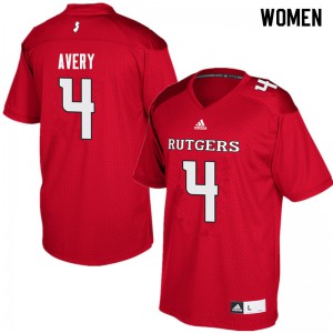 Women Rutgers Scarlet Knights #4 Tre Avery Red High School Jerseys 791043-442