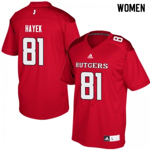 Womens Rutgers #81 Tyler Hayek Red College Jersey 274737-173