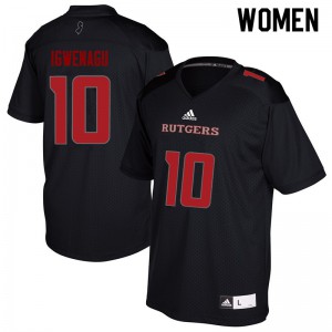 Womens Rutgers Scarlet Knights #10 Zukudo Igwenagu Black College Jersey 659568-162