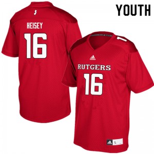 Youth Rutgers #16 Cooper Heisey Red Football Jerseys 950371-149
