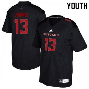 Youth Rutgers University #13 Deion Jennings Black College Jerseys 705965-281