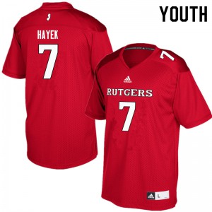 Youth Scarlet Knights #7 Hunter Hayek Red Official Jerseys 312174-325