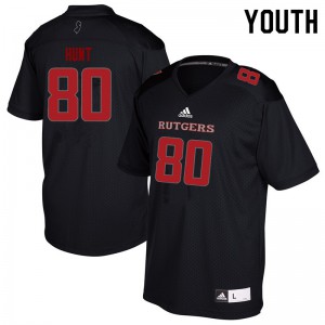 Youth Scarlet Knights #80 Monterio Hunt Black Embroidery Jersey 419547-553