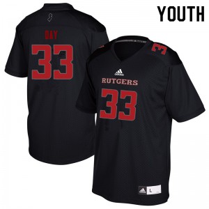Youth Rutgers Scarlet Knights #33 Parker Day Black Football Jerseys 458060-422