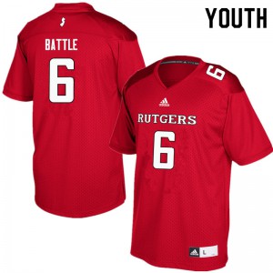 Youth Rutgers #6 Rashawn Battle Red NCAA Jersey 599928-576