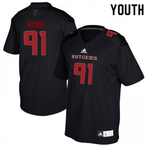 Youth Rutgers Scarlet Knights #91 Tijaun Mason Black Stitched Jersey 976433-252