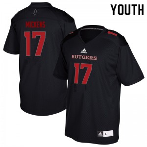 Youth Rutgers #17 Zamir Mickens Black Embroidery Jerseys 625002-974