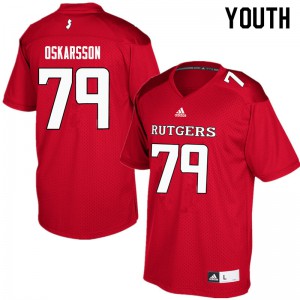 Youth Rutgers Scarlet Knights #79 Anton Oskarsson Red Official Jerseys 132450-315