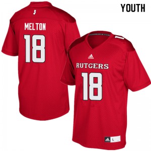 Youth Rutgers #18 Bo Melton Red Official Jersey 473949-247