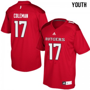 Youth Rutgers University #17 Brandon Coleman Red Embroidery Jersey 792142-273