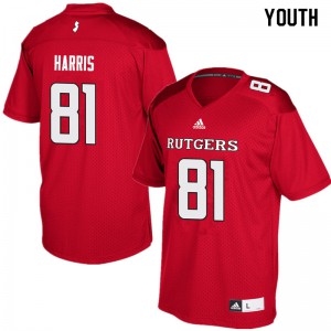 Youth Rutgers University #81 Clark Harris Red Official Jersey 663572-952