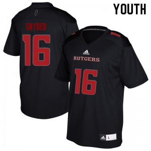 Youth Scarlet Knights #16 Cole Snyder Black Official Jerseys 357377-457