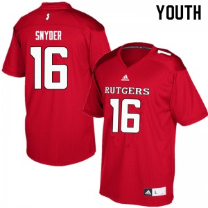Youth Rutgers Scarlet Knights #16 Cole Snyder Red Player Jerseys 960143-580