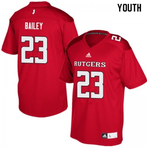 Youth Rutgers University #23 Dacoven Bailey Red Stitched Jersey 426891-569