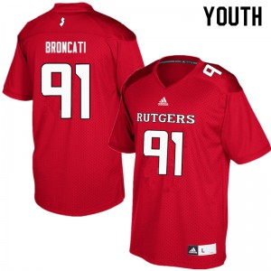 Youth Rutgers #91 David Broncati Red NCAA Jersey 945162-972