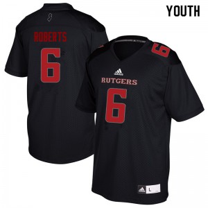 Youth Rutgers Scarlet Knights #6 Deonte Roberts Black NCAA Jersey 956879-151