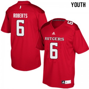 Youth Rutgers #6 Deonte Roberts Red University Jerseys 375413-577