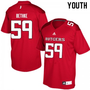Youth Scarlet Knights #59 Drew Bethke Red Official Jerseys 946516-308