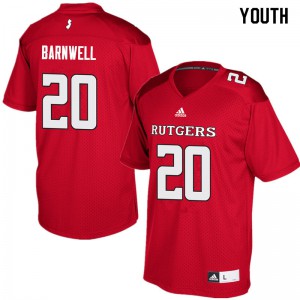 Youth Rutgers #20 Elijah Barnwell Red Official Jerseys 183803-377