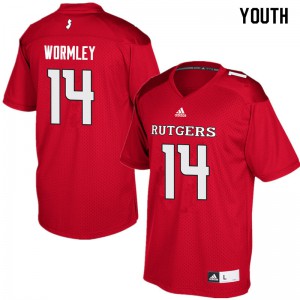 Youth Rutgers Scarlet Knights #14 Everett Wormley Red Stitch Jersey 699383-389